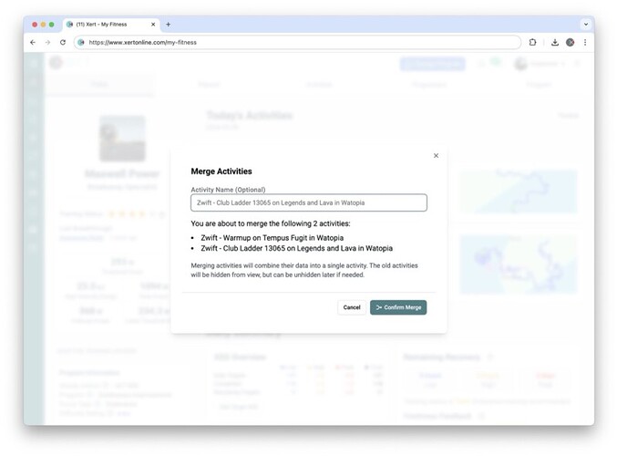 Confirm Activity Merge